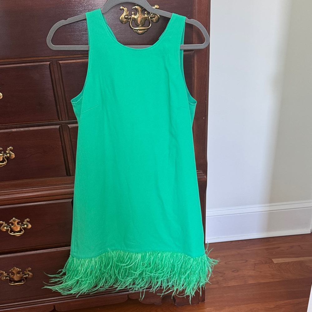 J. Crew Vibrant Green Kids Dress with Fringe